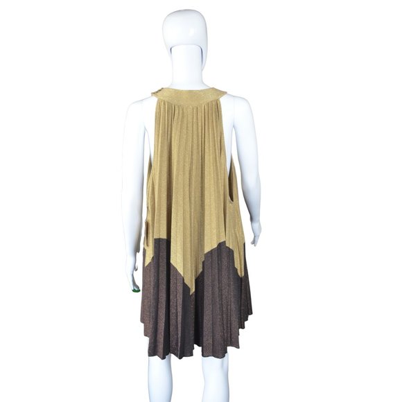 NWT Free People Gold and Metallic Plum Pleated Halter Top/Mini Dress - Size S - Picture 8 of 11